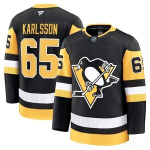 Fanatics Pittsburgh‎ Penguins Karlsson 65 NHL Hockey Jersey Black Gold Youth S/M